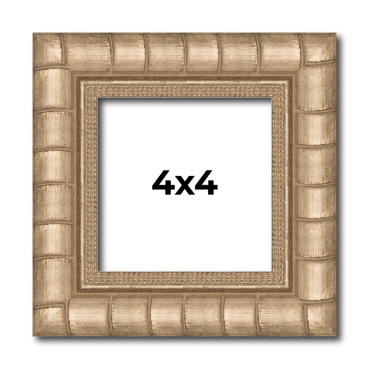 4x4 Modern Bamboo Picture Frame with UV-Resistant Acrylic & Acid Free Backing, Available in 5 Finishes - Gold, Silver, Brown, Black, and Natural